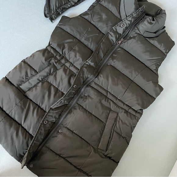 Sebby Drawstring Olive Green Puffer Vest with Removable Hood Sz M - Picture 5 of 12